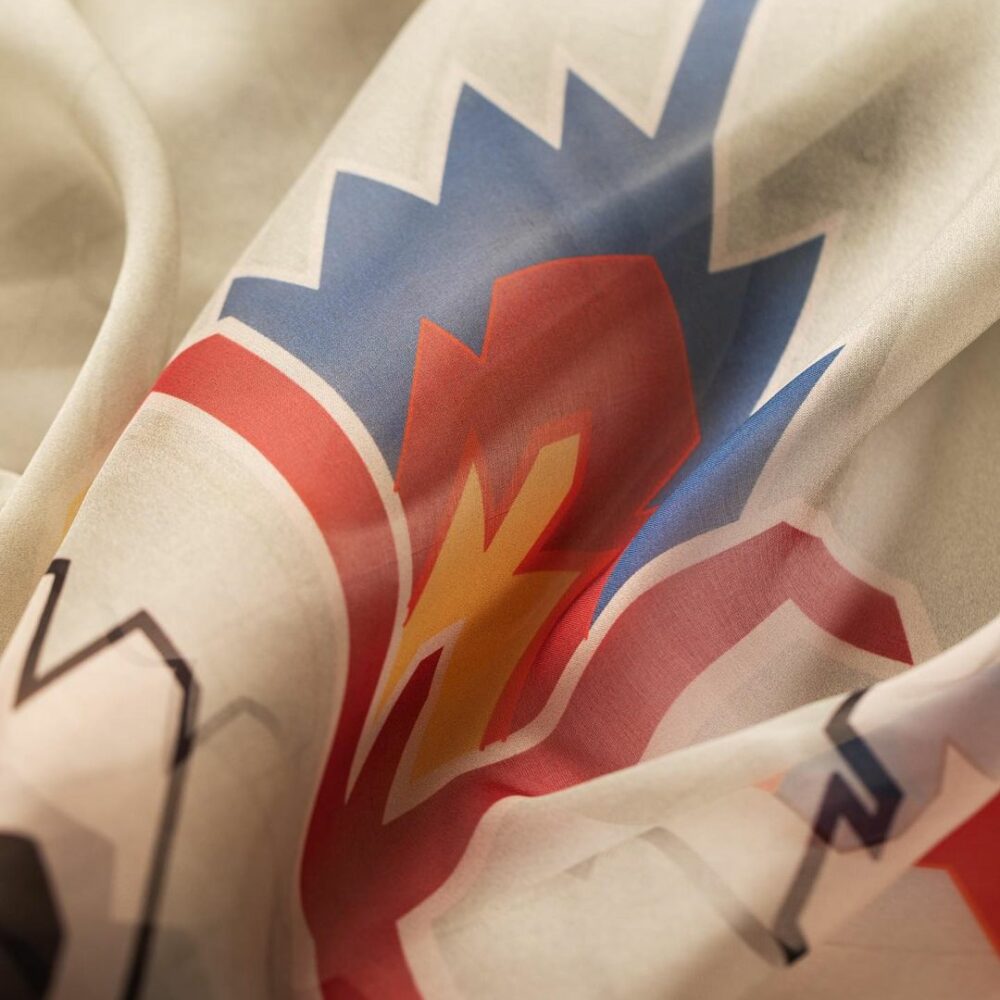 silk fabric with Azerbaijani traditional pattern